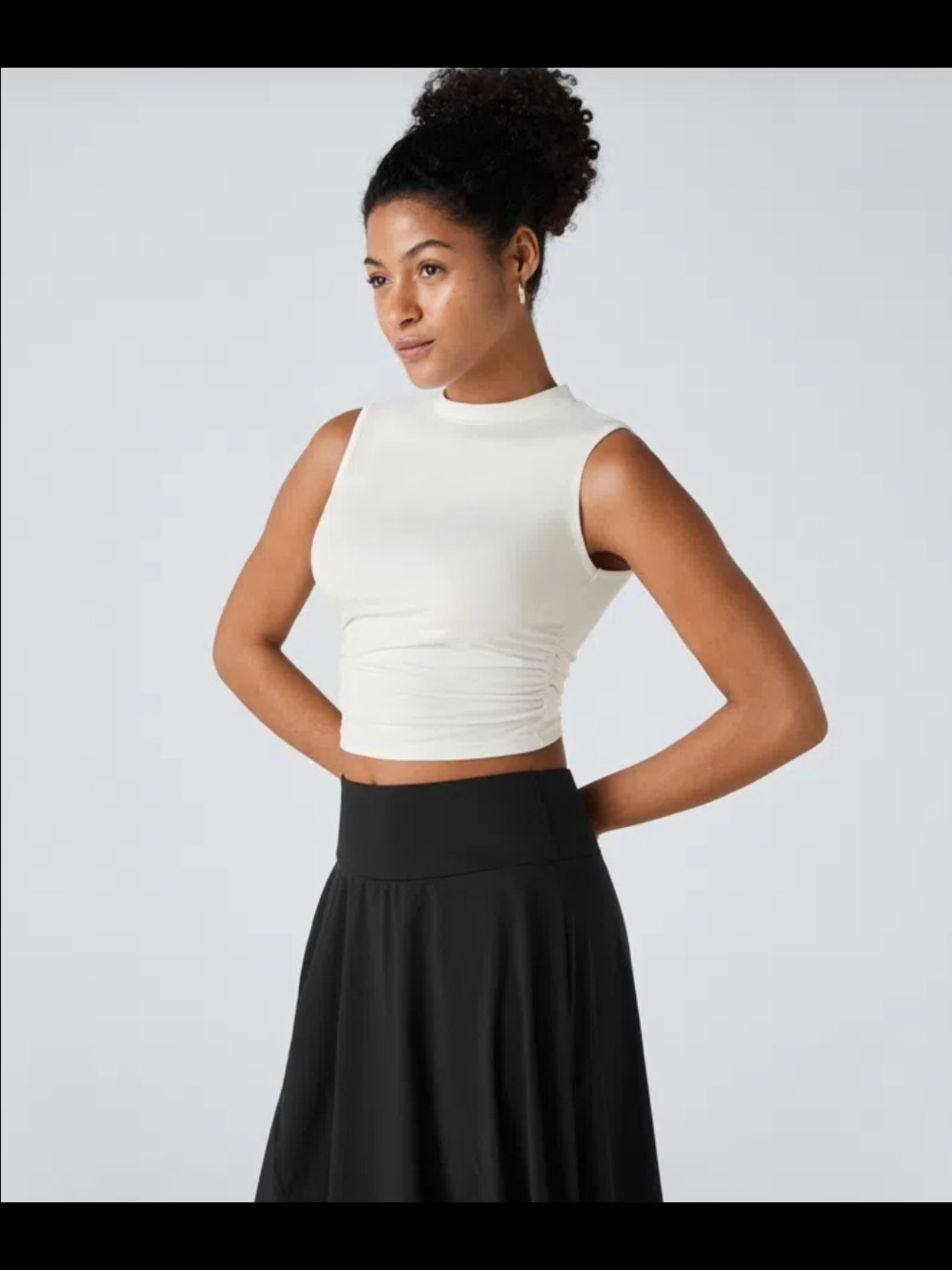 NWT Size Med HALARA Whitw Sleeveless Mock Neck Crop Top